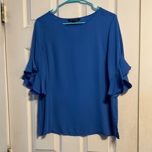 Zac & Rachel Women's Royal Blue Ruffle Sleeve Blouse